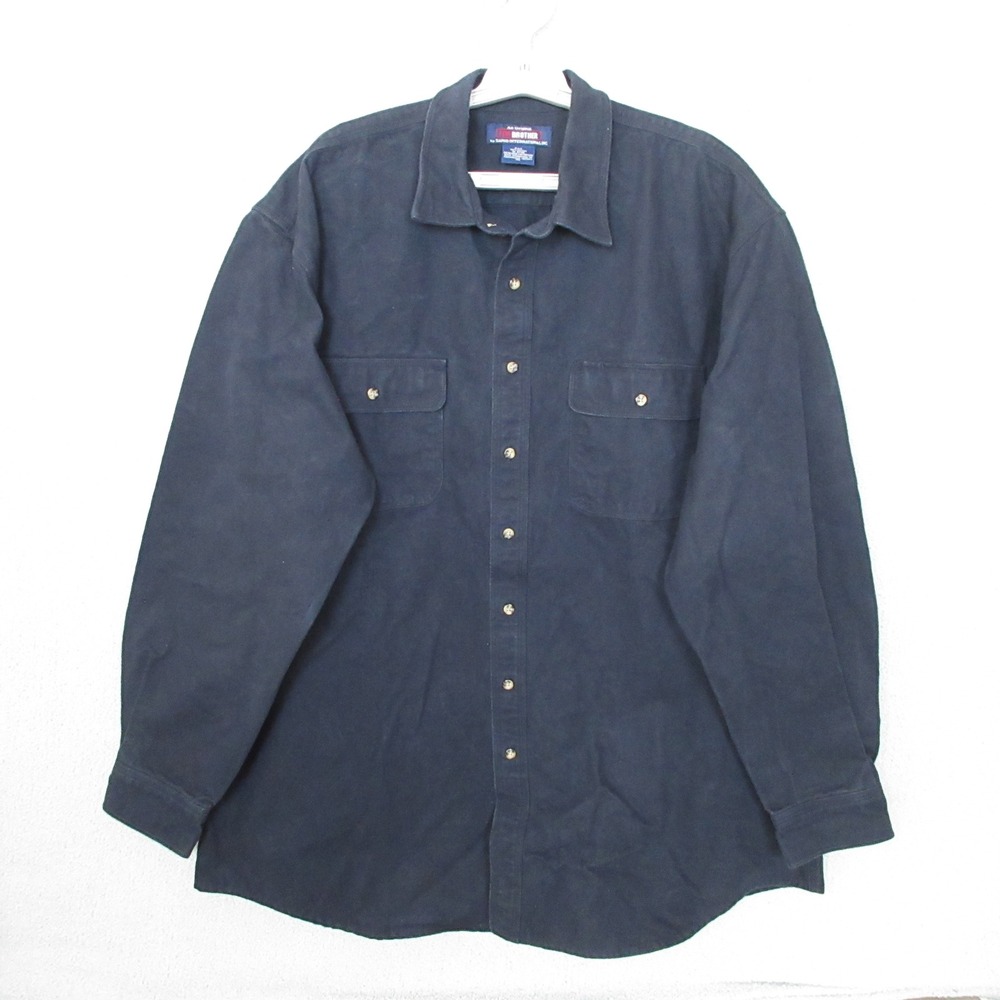 FIVE BROTHER Heavyweight Blue Flannel Button Up Shirt Men's 2XL Tall Made in USA